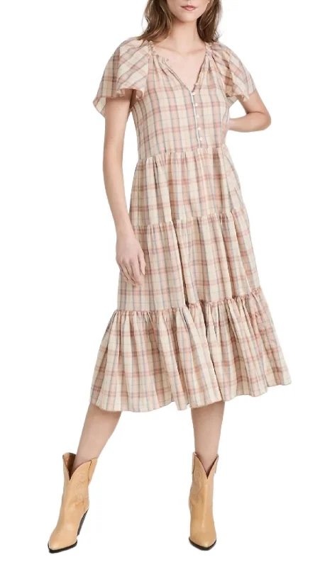 Iris Dress In Washed Rose Plaid Anniversary unclassified dresses