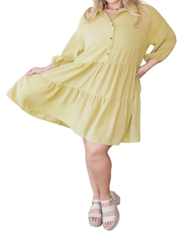 Just Like Honey Tiered Dress In Lime Spring unclassified dresses