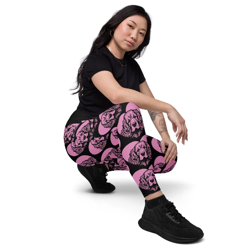 DOG BREED LEGGINGS with pockets - CLUMBER SPANIEL - HERTTAHOUND - pink Lace unclassified dresses