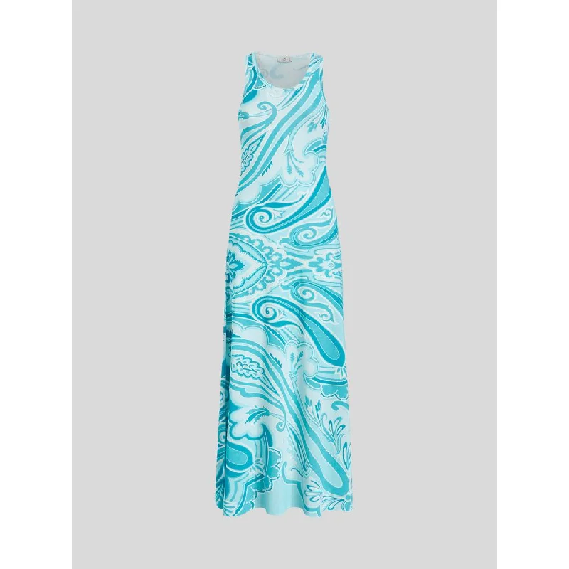 Paisley Pattern Viscose Dress Halter unclassified dresses