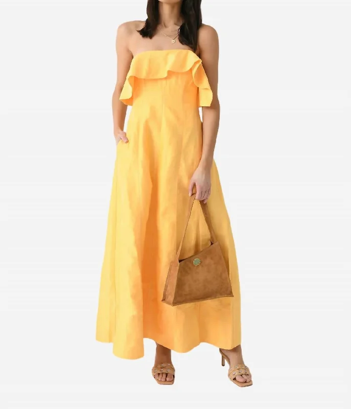 Shallows Strapless Gown In Marigold Yellow A-line unclassified dresses